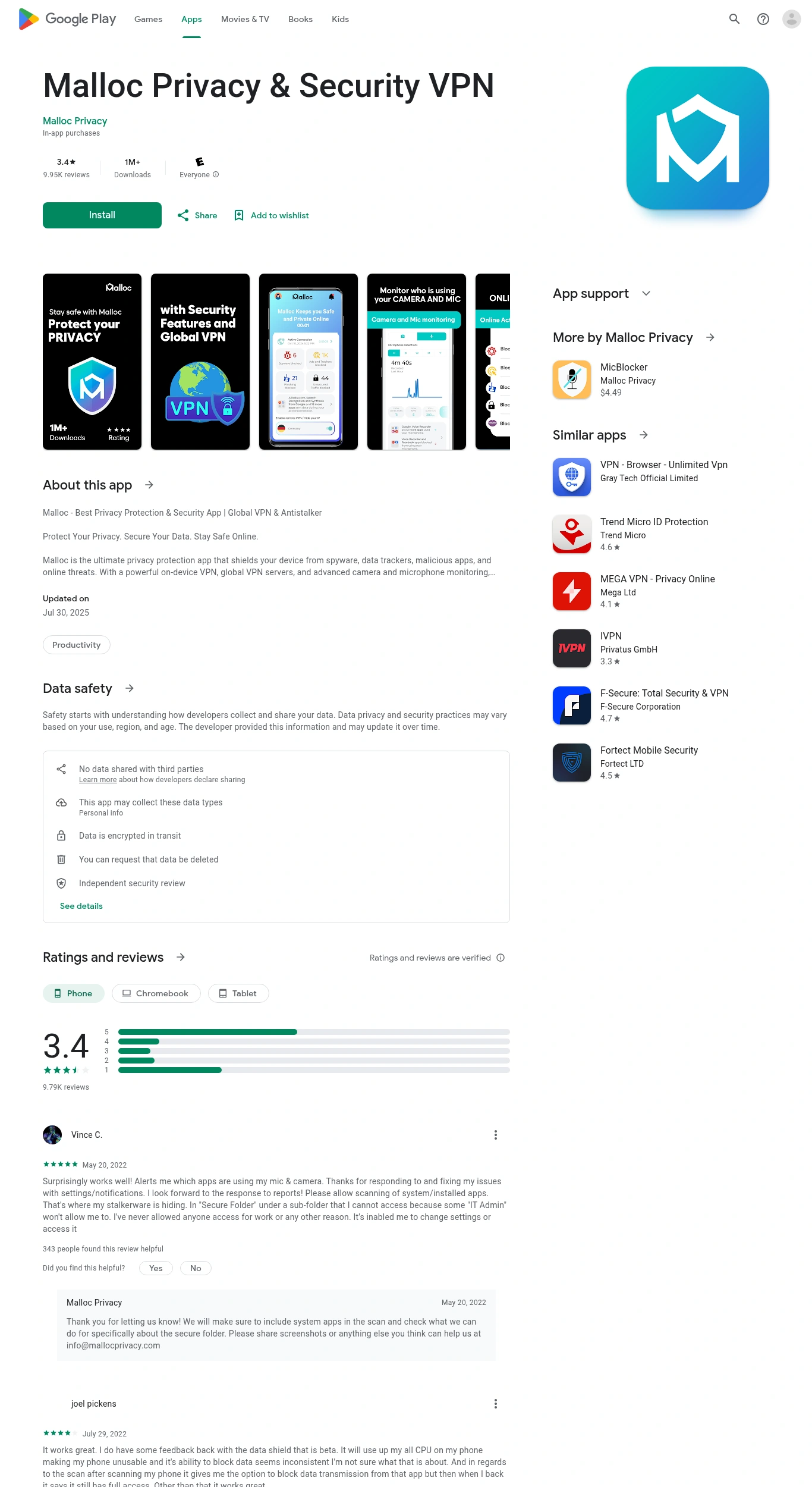 Google Play Malloc Reviews