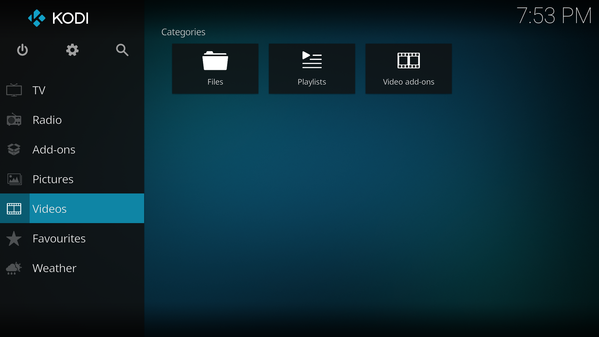 Kodi media center interface