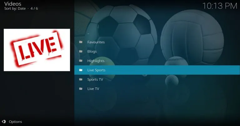 SportsDevil Main Menu
