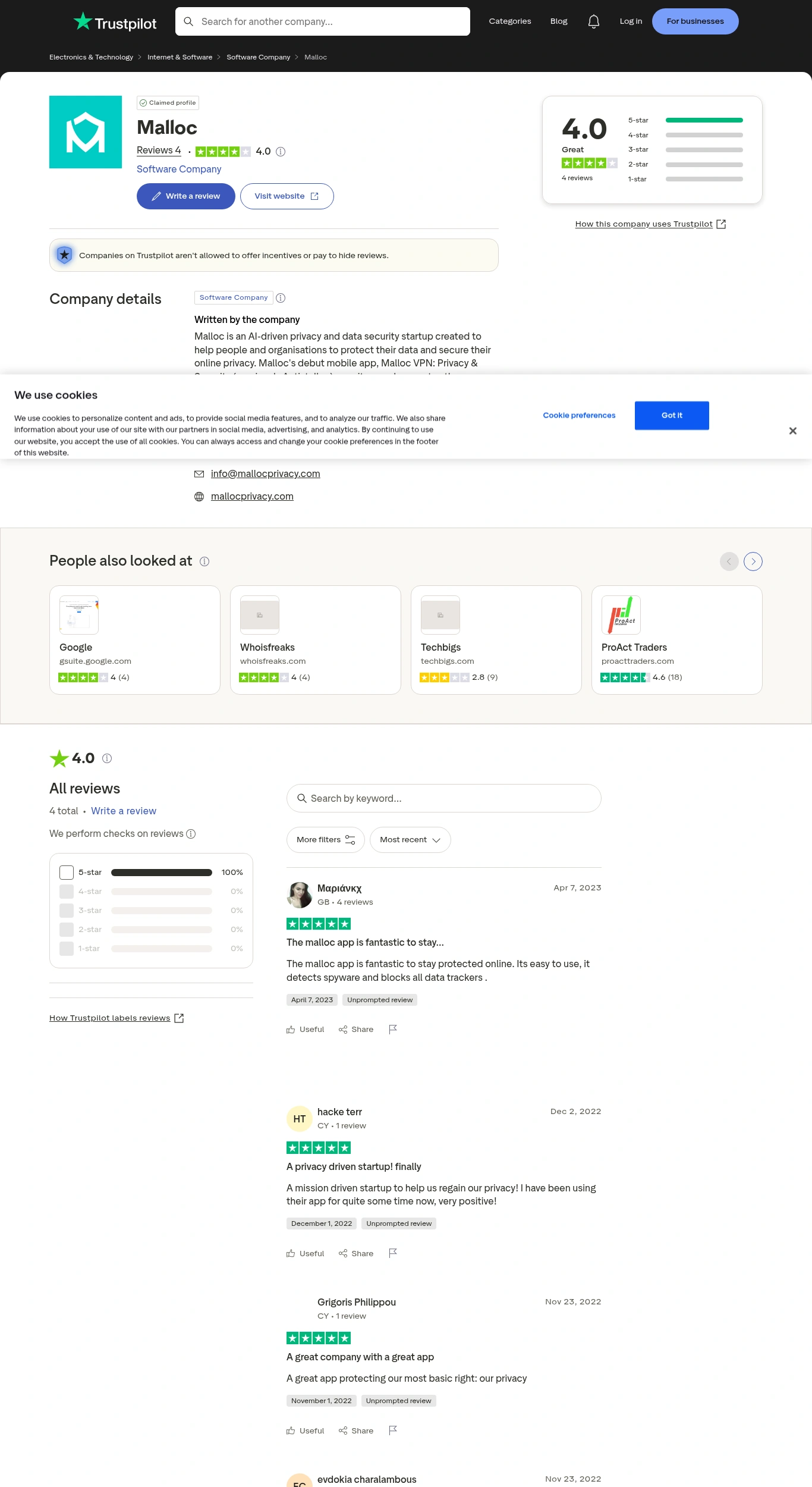 Trustpilot Malloc Reviews