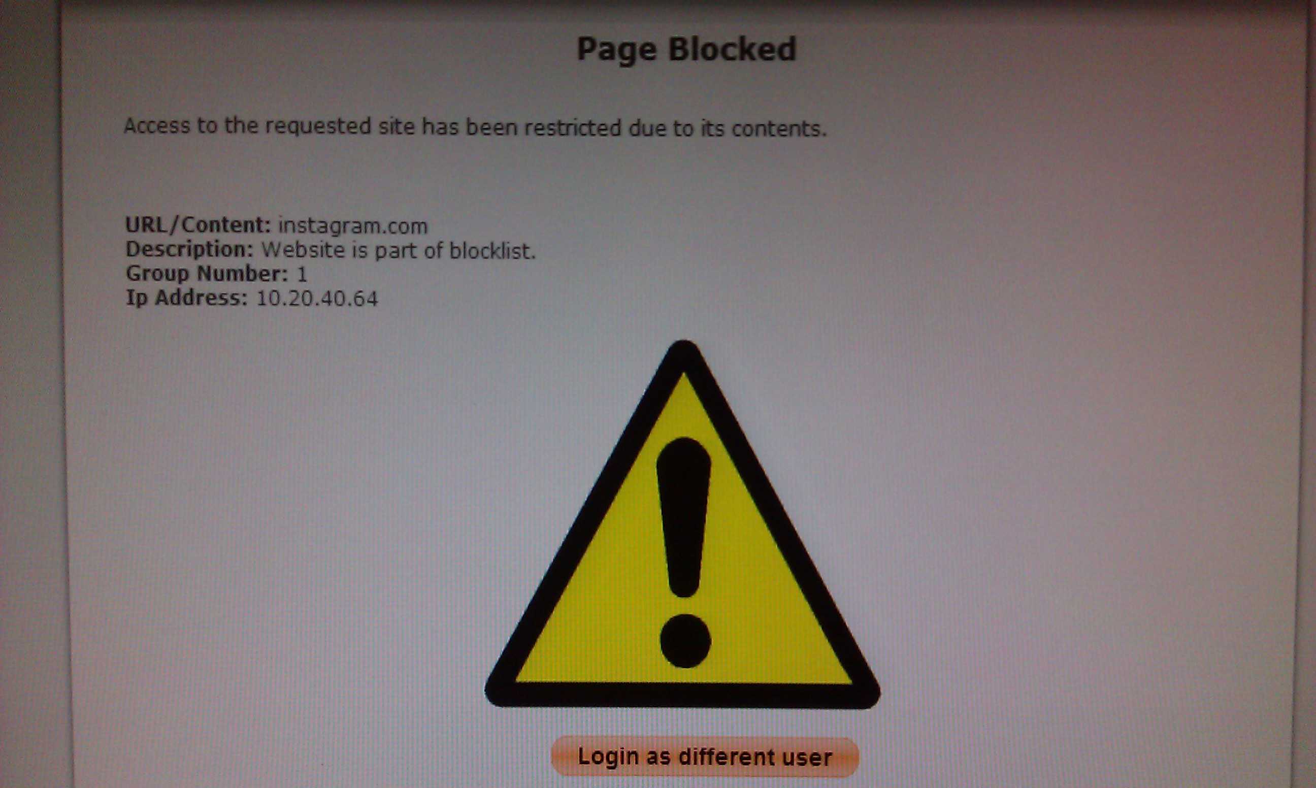 Instagram blocked at school