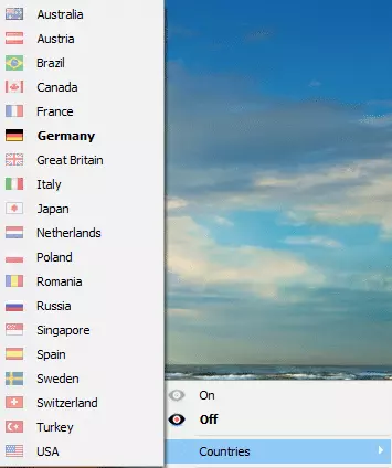 OkayFreedom Server Selection Menu