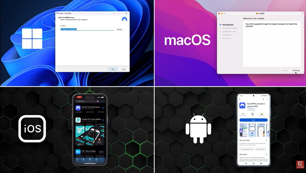VPN application interface setup