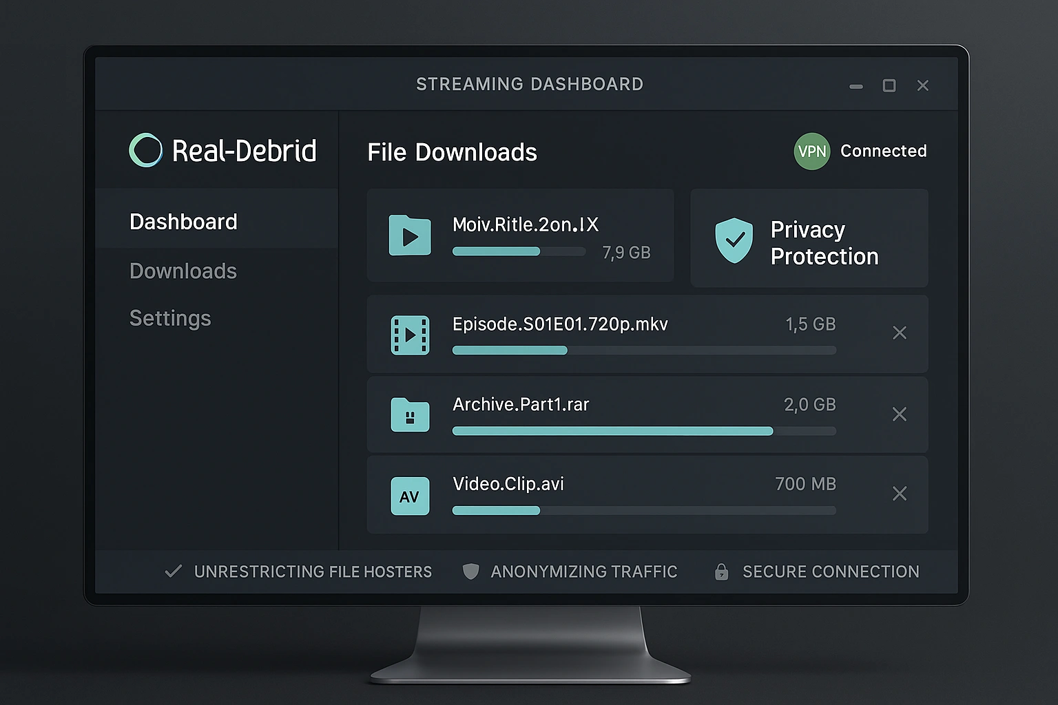 Real-Debrid Interface Dashboard
